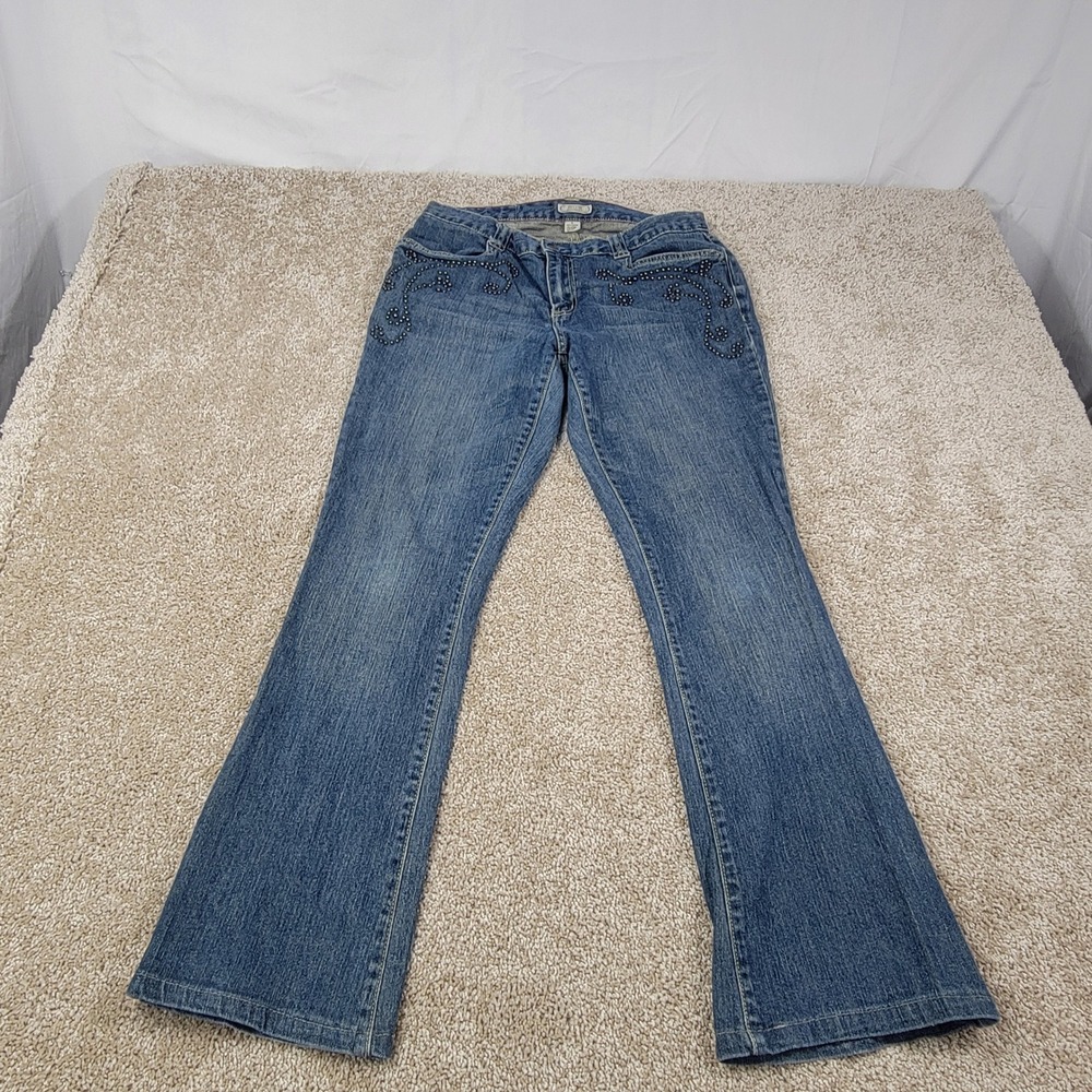 Revere‎ Bootcut Jeans Embellished Low Rise Denim Jeans Size 8